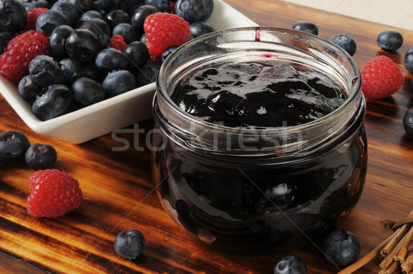 Foto stock: Frutas · atasco · frescos · arándano · frambuesa · saludable