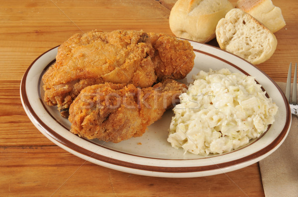 Fried chicken with coleslaw Stock photo © MSPhotographic