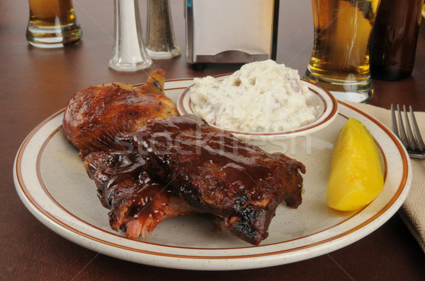 Barbecue chicken and ribs in a bar Stock photo © MSPhotographic