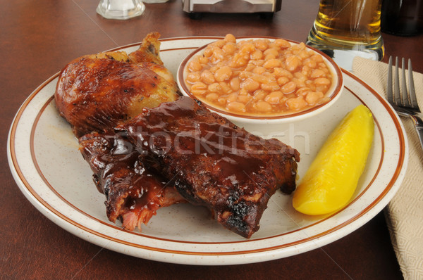 Barbecued chicken and ribs Stock photo © MSPhotographic