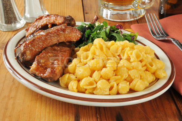 Barbecued ribs with macaroni and cheese Stock photo © MSPhotographic