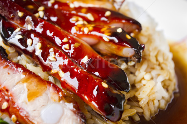 Barbecue disznóhús borda rizs kínai stílus Stock fotó © mtkang