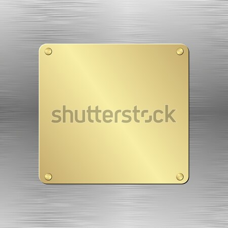 Golden Plaque Design Metall Gold Bord Stock foto © mtmmarek