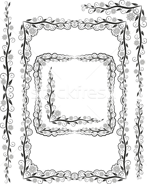 Frames Ecken Ornamente Blumen Design schwarz Stock foto © mtmmarek