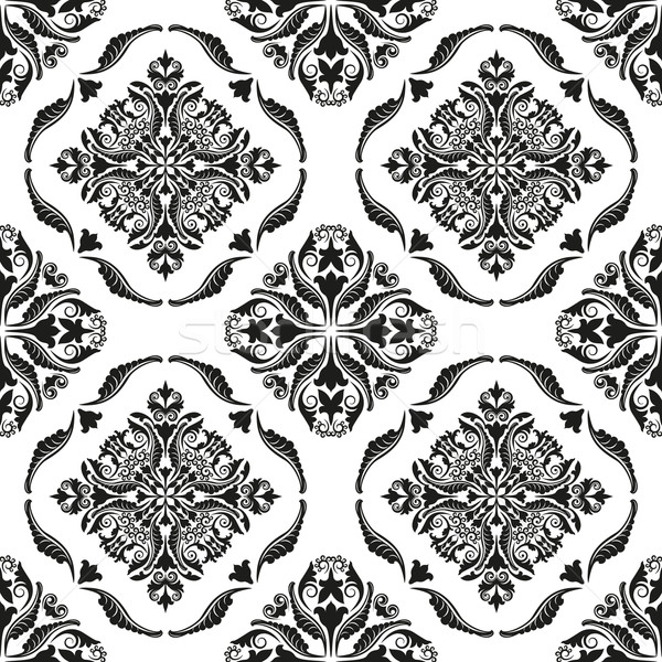 Barokk textúra végtelenített terv fekete tapéta Stock fotó © mtmmarek