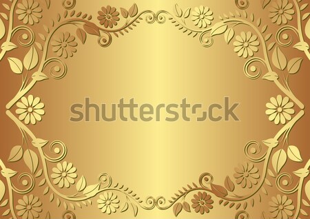 Foto stock: Dourado · floral · fronteira · flores · quadro · espaço