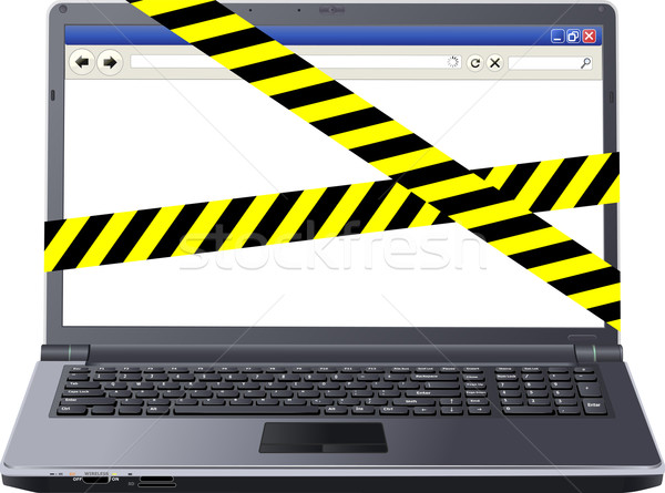 Laptop niebezpieczeństwo taśmy komputera technologii monitor Zdjęcia stock © mtmmarek