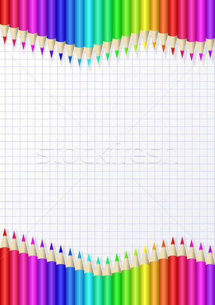Zsírkréták ceruzák kockás lap papír festék Stock fotó © mtmmarek