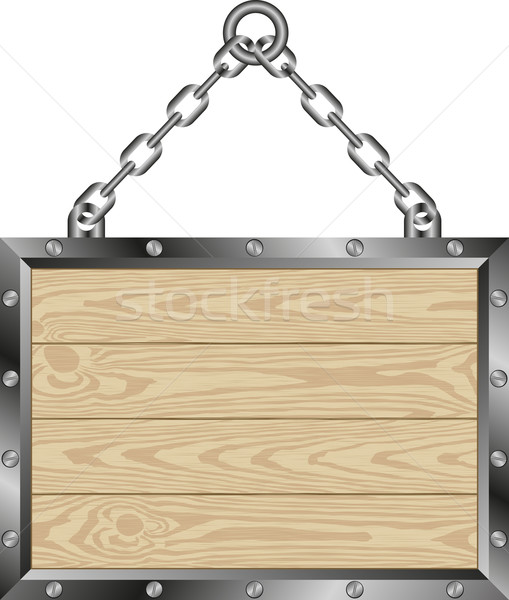 Holz Plaque hängen Kette Design Technologie Stock foto © mtmmarek