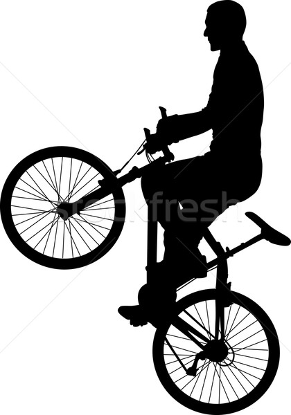 Biciklis férfi bicikli trükk egészség háttér Stock fotó © mtmmarek