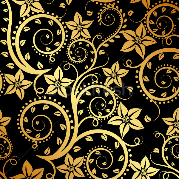 Floral schwarz Gold Silhouette Muster Grafik Stock foto © mtmmarek