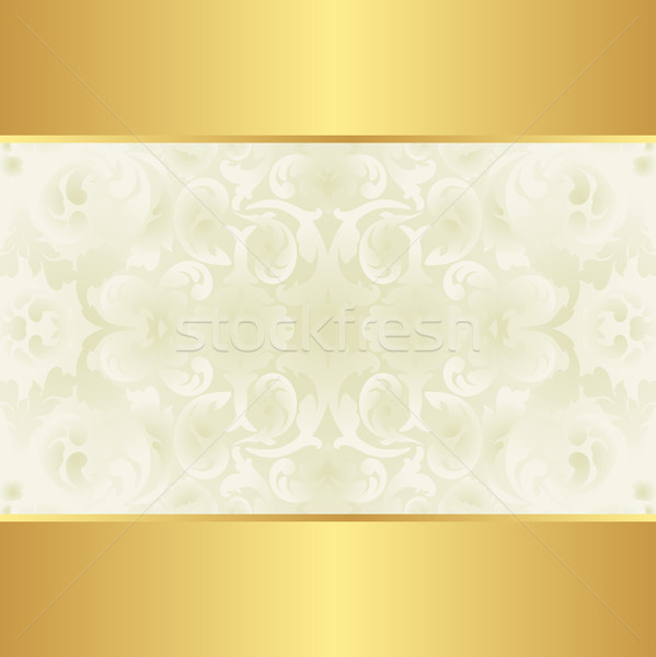 Stock foto: Cremig · Gold · floral · Ornamente · Design · Tapete