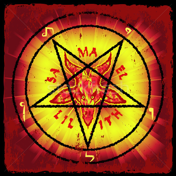 Szimbólum sátán tűz terv háttér felirat Stock fotó © mtmmarek
