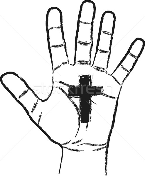 Cruz mano símbolo cristianismo signo silueta Foto stock © mtmmarek