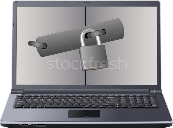 Protegido laptop internet teclado segurança rede Foto stock © mtmmarek