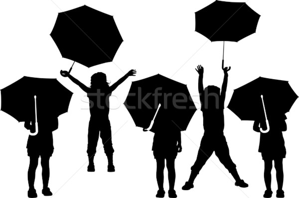 Gyermek esernyő sziluett fekete gyerek Stock fotó © mtmmarek