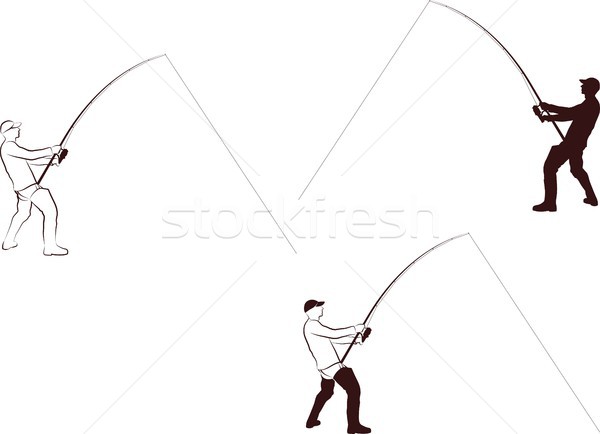 Horgász sziluett halászat profil férfi logo Stock fotó © mtmmarek