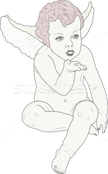 Vector beso ángel silueta dibujo ala Foto stock © mtmmarek