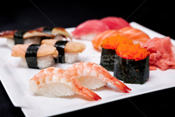 Sushi ingesteld geserveerd plaat voedsel vis Stockfoto © mtoome