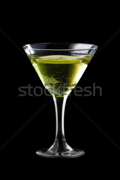 Foto stock: Maçã · martini · isolado · preto · luz · fundo