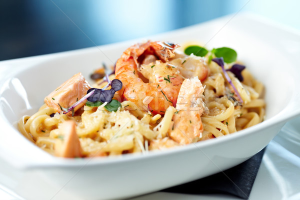 Stock photo: Seafood pasta