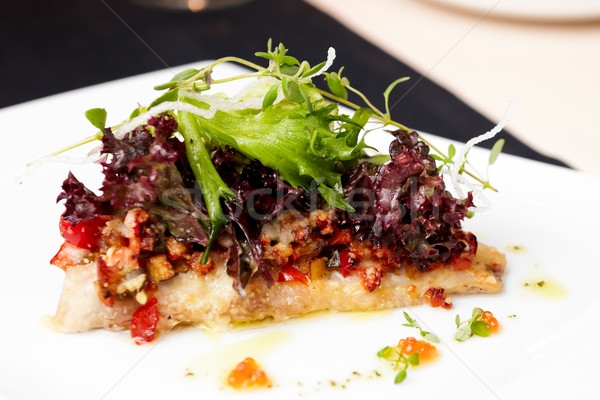 Europese bas gekruid voedsel vis restaurant Stockfoto © mtoome