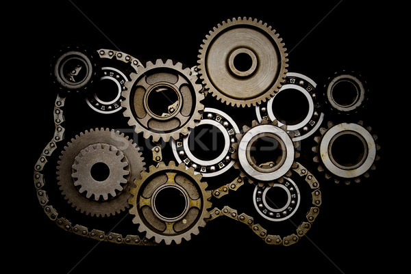 Set of gears, ball-bearings and chain Stock photo © mtoome