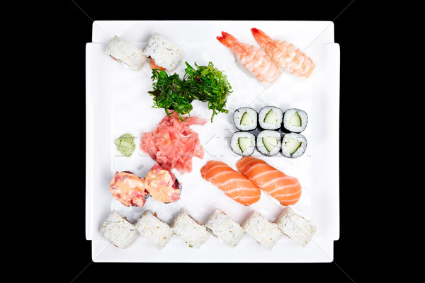 Foto stock: Sushi · conjunto · servido · prato · comida · peixe