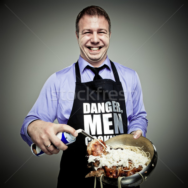 Danger, men cooking Stock photo © mtoome