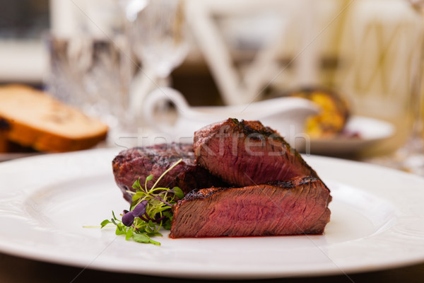 Foto stock: Filé · refeição · servido · prato · restaurante · comida