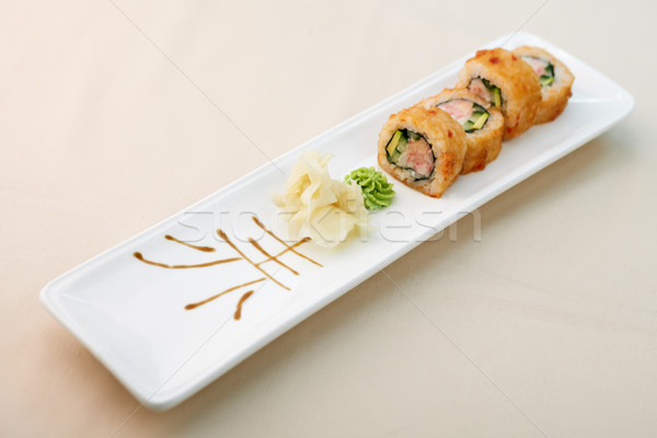 Stock fotó: Rák · maki · wasabi · gyömbér · tányér · étel