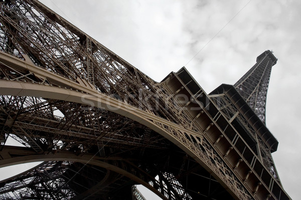 Torre Eiffel grandangolo autunno Parigi costruzione blu Foto d'archivio © mtoome