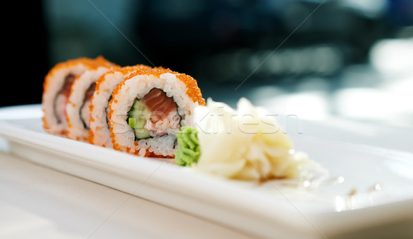 Repülés hal ikra maki wasabi gyömbér Stock fotó © mtoome