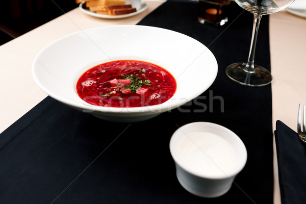 Burak zupa mięsa obiedzie czerwony biały Zdjęcia stock © mtoome