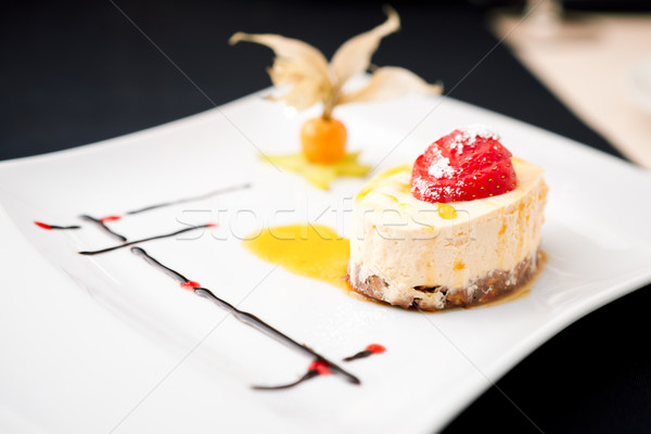 чизкейк морем пластина продовольствие торт ресторан Сток-фото © mtoome