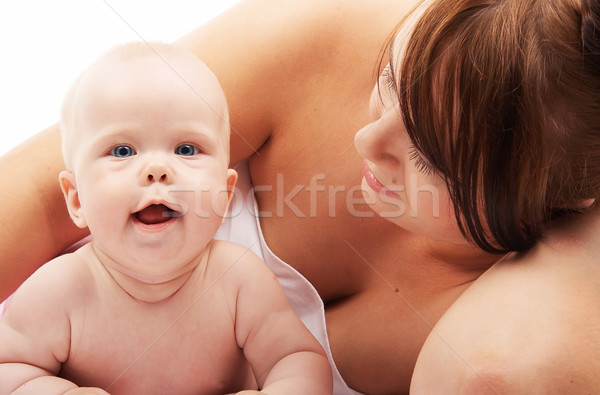 Foto d'archivio: Madre · piccolo · baby · isolato · bianco · faccia