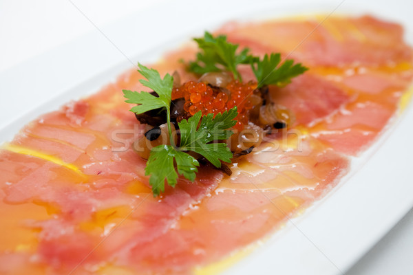 Salmón cohete ensalada peces hoja restaurante Foto stock © mtoome