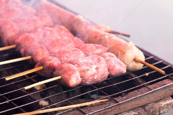 Carne de porco grelhado mercado carne asiático Foto stock © muang_satun
