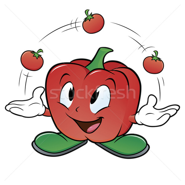 Poivre cartoon jonglerie trois tomates Photo stock © mumut