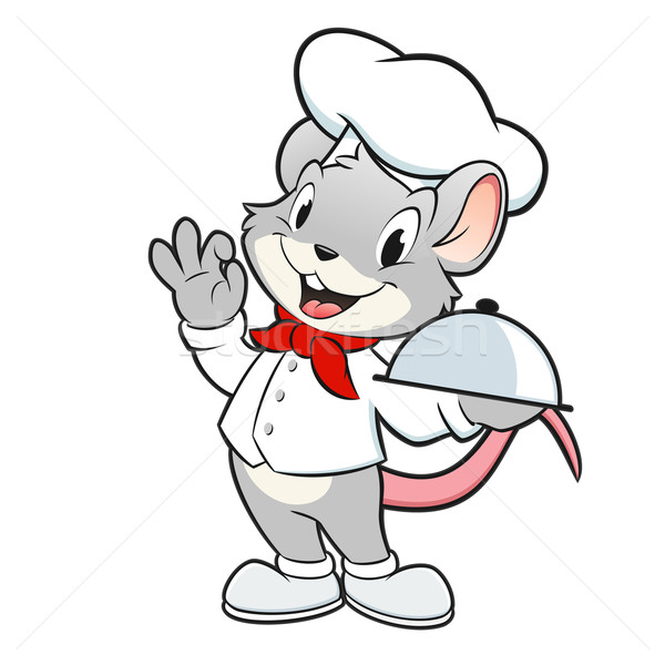 Desenho animado chef mouse bandeja crianças Foto stock © mumut