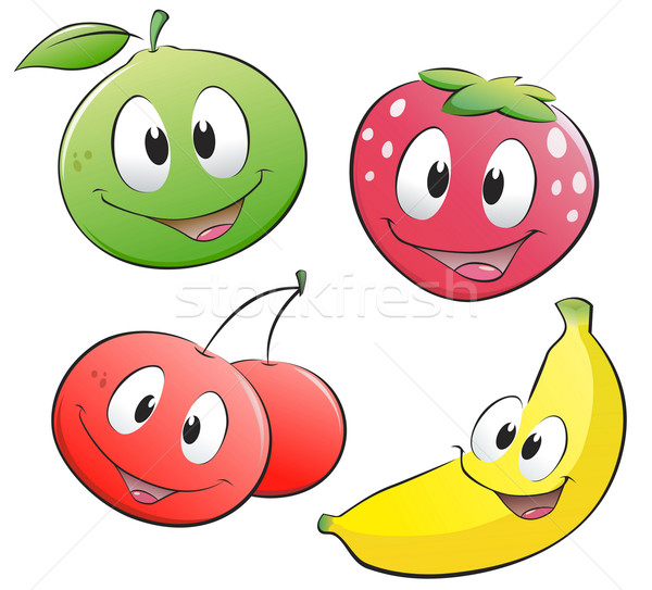 Cute cartoon fruits fruits objets isolés Photo stock © mumut