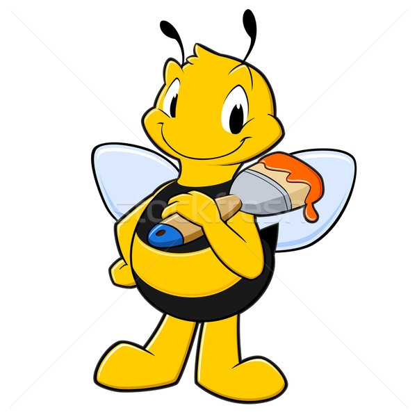 Desenho animado pintor abelha sorrir criança escove Foto stock © mumut