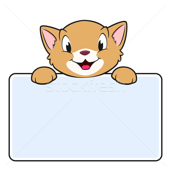 Rajz szalag macska üres tábla gyerekek kártya Stock fotó © mumut