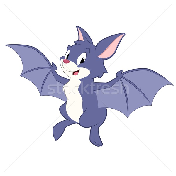 [[stock_photo]]: Cute · cartoon · bat · objets · isolés · bleu