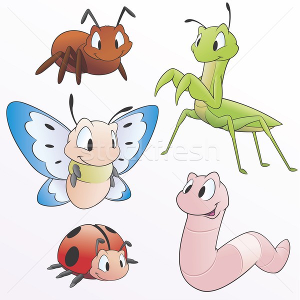 Karikatur Insekten Set Garten Tiere Design Stock foto © mumut