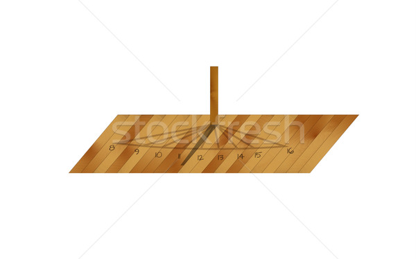 Stockfoto: Houten · zonnewijzer · witte · geïsoleerd · vector · klok