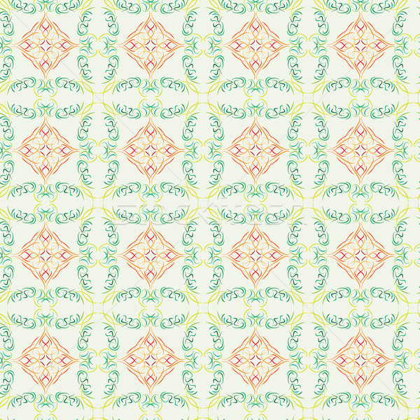 Végtelen minta zöld narancs elemek vektor textúra Stock fotó © muuraa