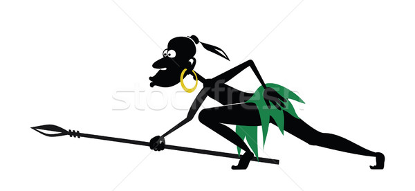 Aborigine with a spear and a gold earring is hunting Stock photo © my-photomir