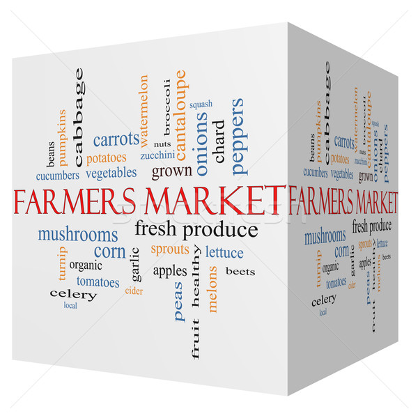 Farmers 3D cube Market Word Cloud Concept Stock photo © mybaitshop