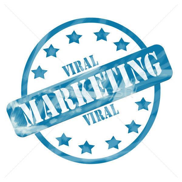 синий выветрившийся вирусный маркетинга штампа круга Сток-фото © mybaitshop